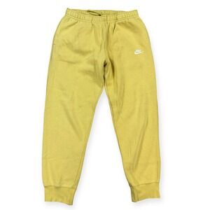 Nike Track Pants Size Large Yellow Club Fleece Joggers Sportswear Athletic